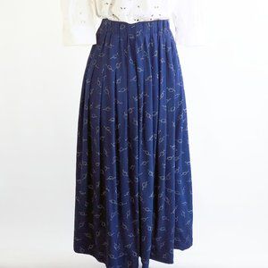 Lasso Print Pleated Midi Skirt